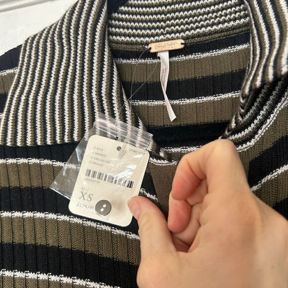 NEW Free People Vista Cardi Striped Midi Sweater Dress Button Front Size XS - Picture 9 of 11